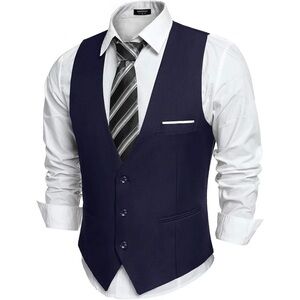 COOFANDY Men's Suit Vests Fashion Formal Slim Fit Business Dress Vest Waistcoat